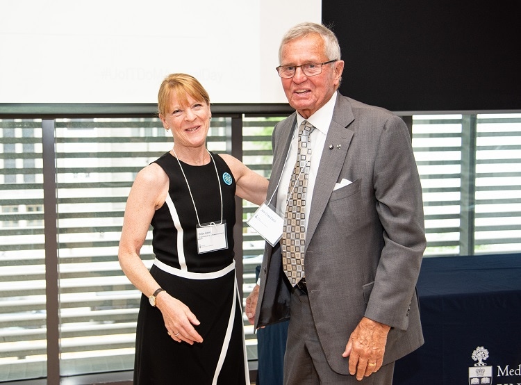 John Craig Eaton II with Professor Gillian Hawker, holder of the Sir John and Lady Eaton Chair. Photo by Kenneth Chou.