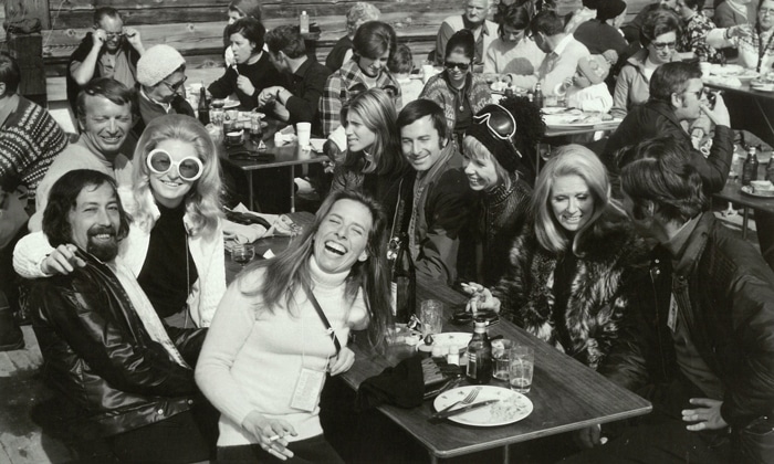 Before returning to Canada to pursue her PhD, Linda Munk, laughing here with friends in Switzerland in 1970, spent more than a decade in Europe. Photo courtesy of the Munk family.