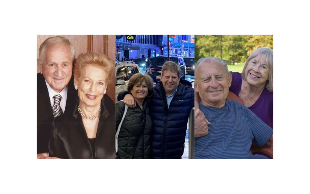 Composite image: Tom and Karen Kofman between images of each of their parents.