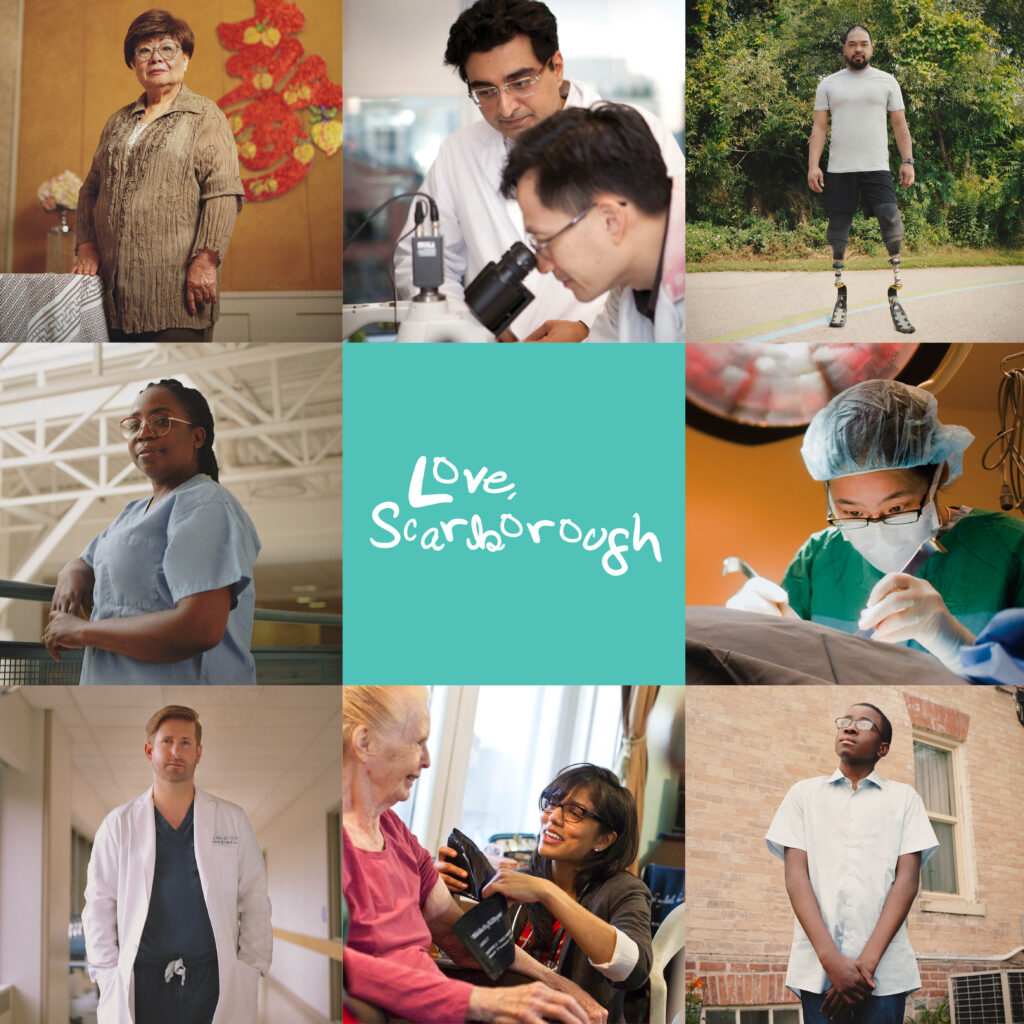 A collage of images of health-care workers, students, researchers and patients.