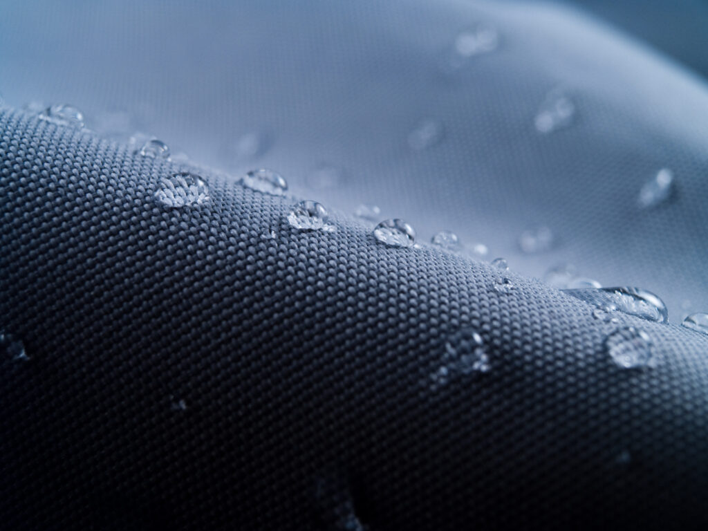 Water drops on a piece of textile.