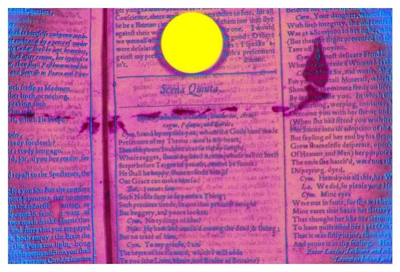 A folio of a book in bright pink