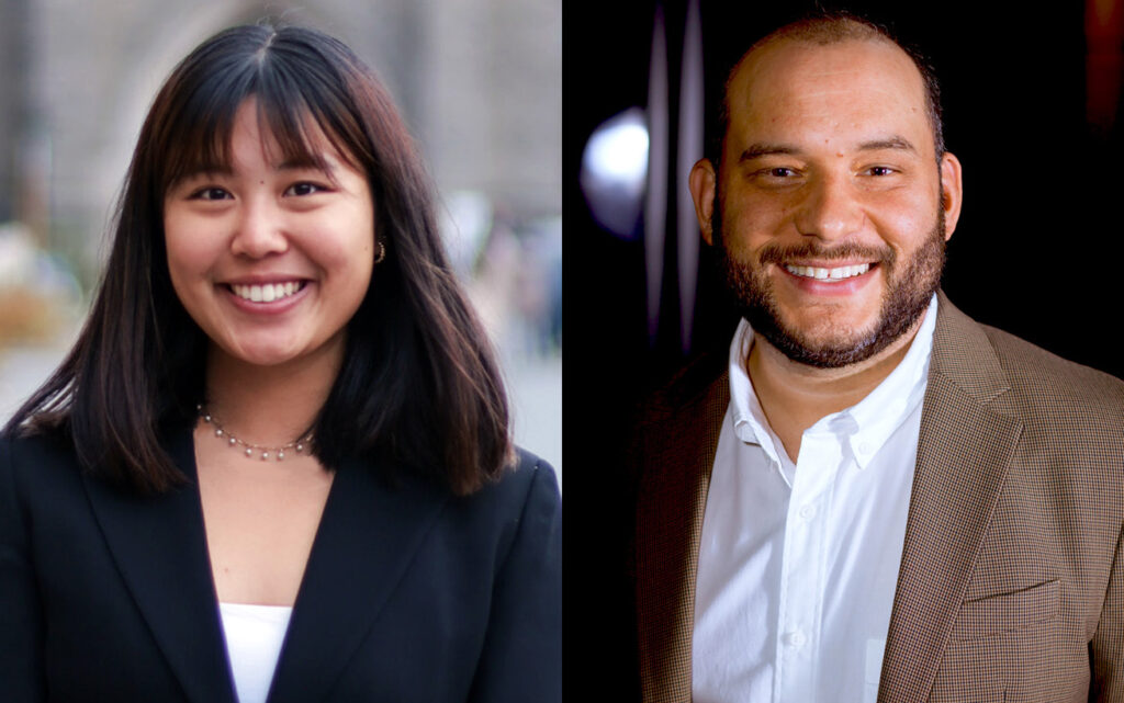 Composite image of Rachel Ma, University College ambassador and David Fernandez, University of Toronto Libraries Giving Day ambassador