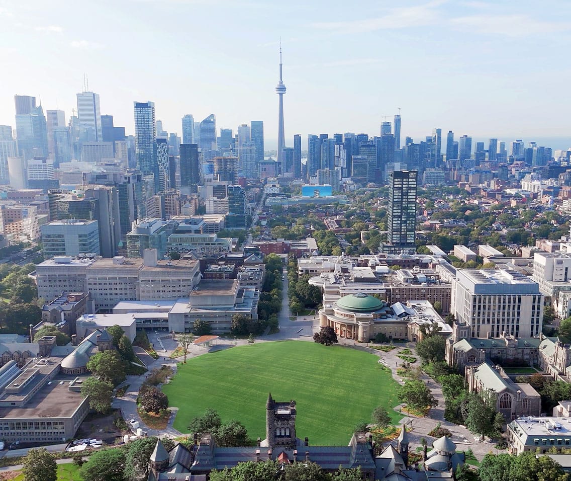 An aerial shot of U of T St. George campus